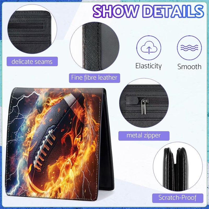 ZHIMEBYE Boys Wallet for Teens, Cool Kids Football Wallet for Boys Ages 8-10 9-12 11-15, Funny Leather Bifold Rfid Blocking, Coin Pocket Id Window for Teen Men Youth Guys Birthday Christmas Gifts - Image 5